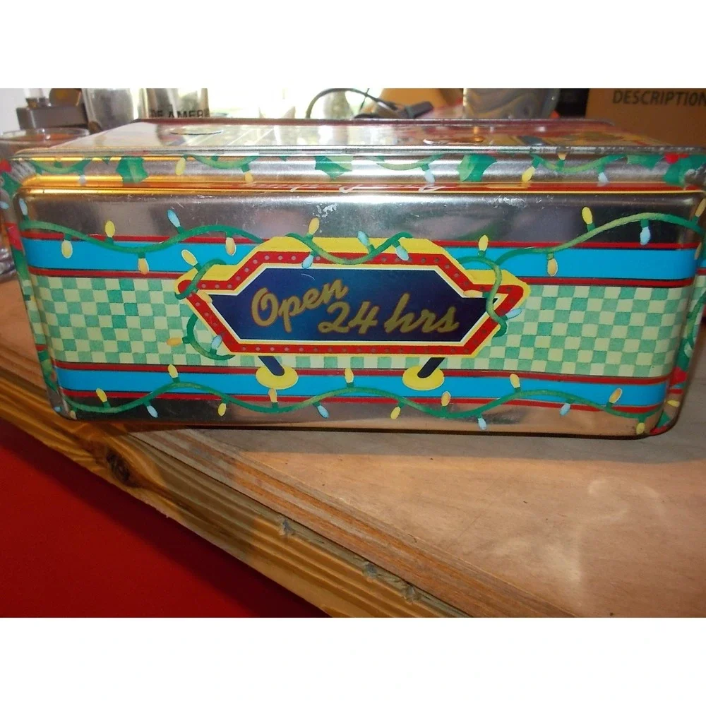 Vintage 1996 M&Ms Christmas Village Series Diner Tin Canister Limited Edition 04